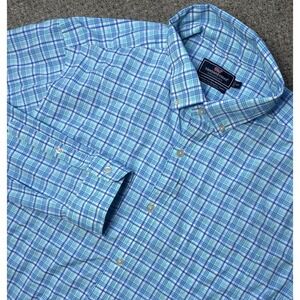 Vineyard Vines Performance Shirt Mens 2XL XXL Classic Fit Murray Blue Plaid Golf